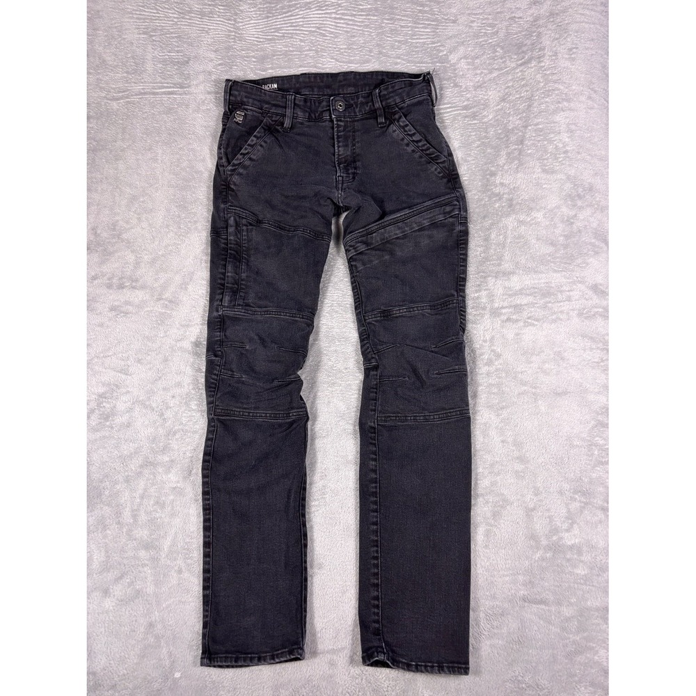 G-Star Raw Biker Jeans Rackam 3D Skinny Mens 31x31.5 Black Stretch
